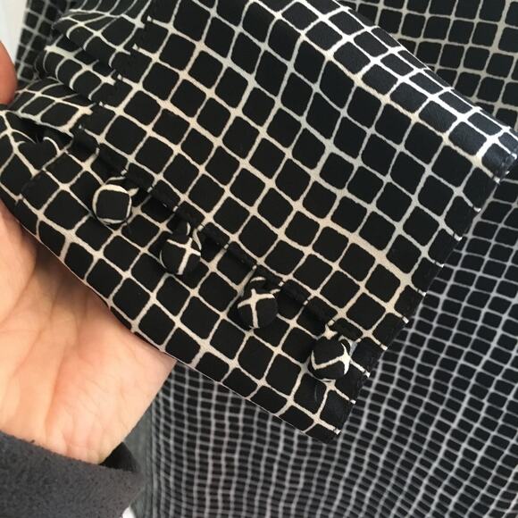 THE LIMITED Crosshatch Print Layered Tunic Blouse in Black White SZ S - Picture 5 of 11